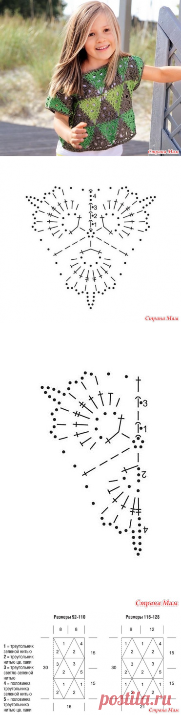 . Майка для девочки. Из мотивов. Крючок - Вязание - Страна Мам