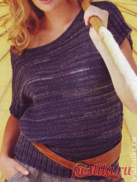 Летний вязаный топ &quot;Фиолетовая простота&quot; на спицах / viazalki.ru