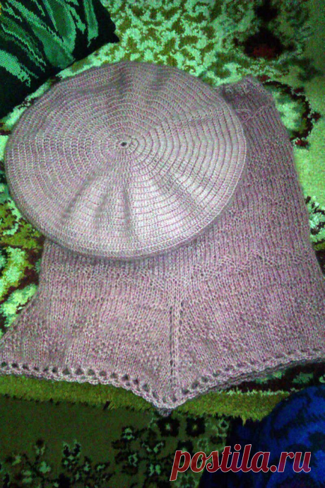 Берет крючком столбиком с накидом,просто