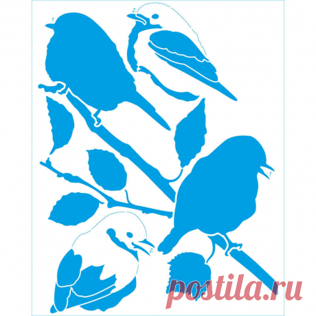 Plantilla rectangular - Pájaros en la rama | litoarte