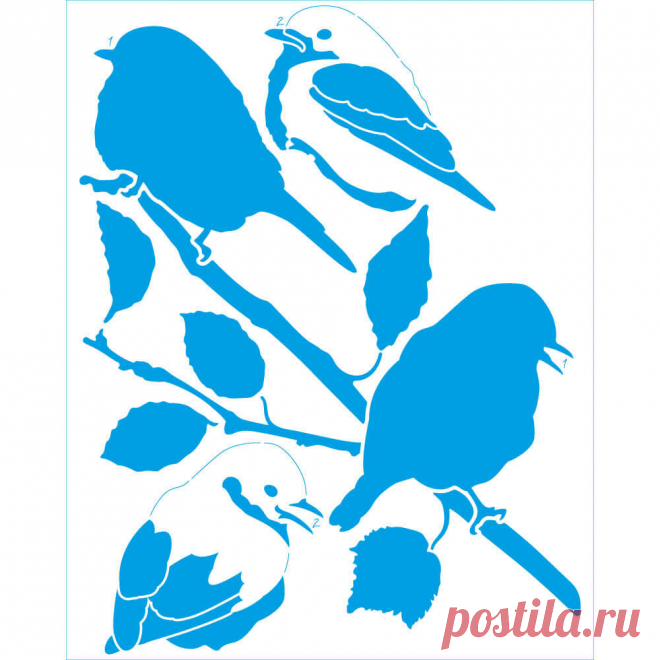 Plantilla rectangular - Pájaros en la rama | litoarte