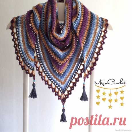 ​Шaль &quot;Тaйгa&quot; от Mijo Crochet. Схема | Вязаные крючком аксессуары