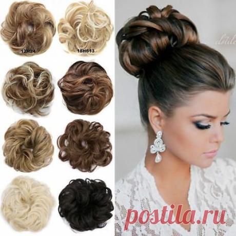 Real Soft Curly Messy Bun Hair Piece Scrunchie 100% Natural Hair Extensions US | eBay