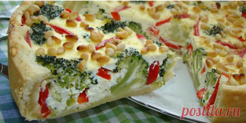 Пирог с творогом и брокколи.