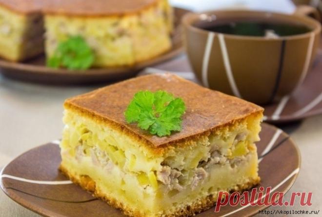 Быстрый картофельно - мясной пирог