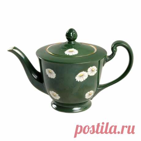 Vintage Noritake Green and White Daisy Teapot & Lid Vintage Noritake green and white daisy (N1530) teapot & lid features dainty daisies on a rich dark green background with gold trim.