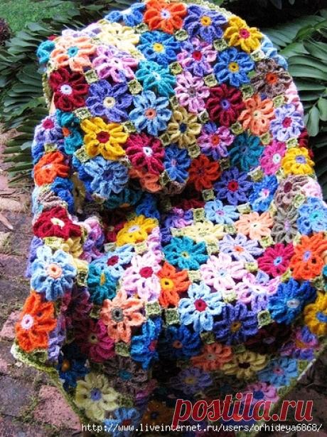 Красивые пледы крючком.