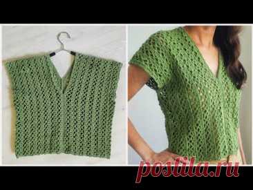 👍 Самый простой Топ крючком / Схема узора крючком / crochet top