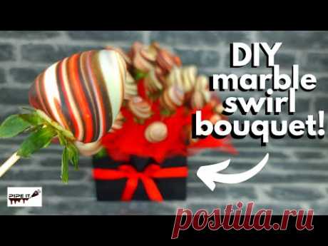 AMAZING DIY MARBLE SWIRL STRAWBERRY BOUQUET