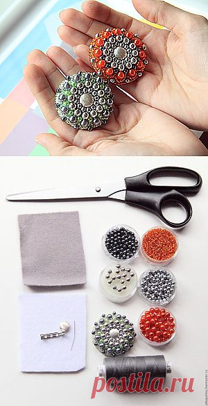 Брошка "Солнечная" - Ярмарка Мастеров - ручная работа, handmade