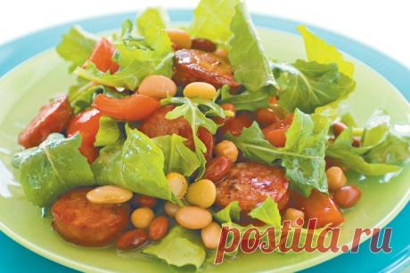 Four-bean, rocket and chorizo salad