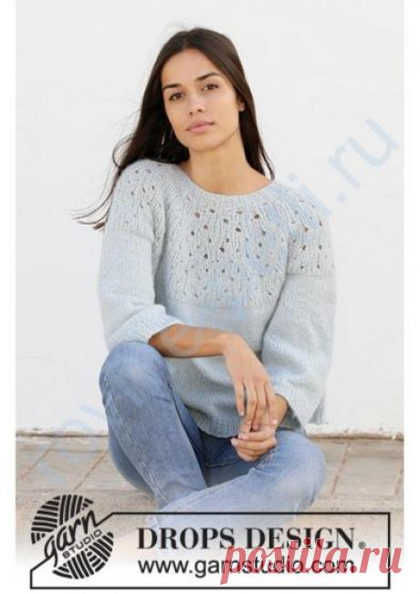 Джемпер Cloud Dancer от DROPS Design
#спицы #вязаный_джемпер #вязаный_узор #узор_спицами #круглая_кокетка

Джемпер с круглой кокеткой вяжется спицами по кругу, без швов. Вязаный джемпер можно выполнить из шнурковой пряжи Drops Air, Infinity Air.