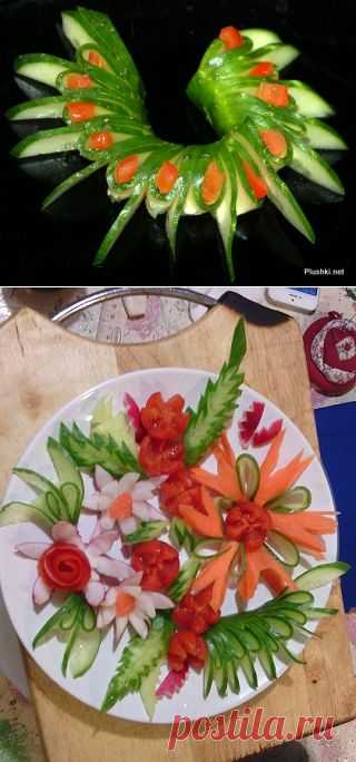 Украшение из огурца и помидора: пошаговый фото-рецепт | Четыре вкуса