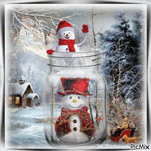 Snowman fallen snow