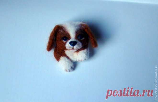 Купить Брошь собачка - рыжий, брошка, брошь из войлока, брошка из шерсти, брошь собака