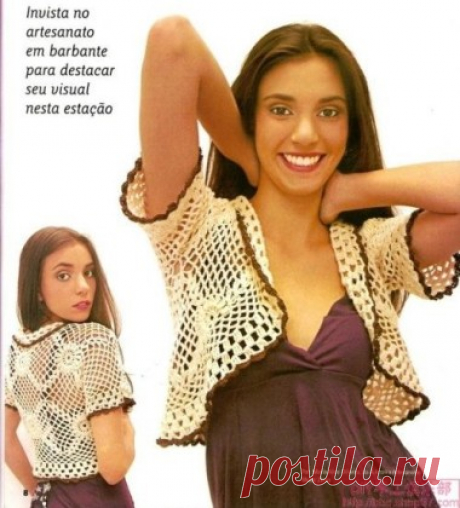 Кремовое болеро - вязание крючком на kru4ok.ru