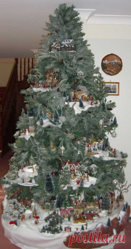 Save time and space by building a Village in your Christmas Tree