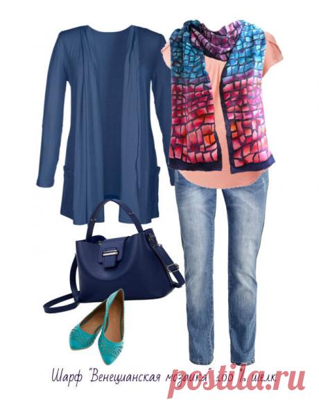 Батик шарф из натурального крепдешина Венецианская мозаика – купить в интернет-магазине на Ярмарке Мастеров с доставкой - BHUDPRU | Архангельск