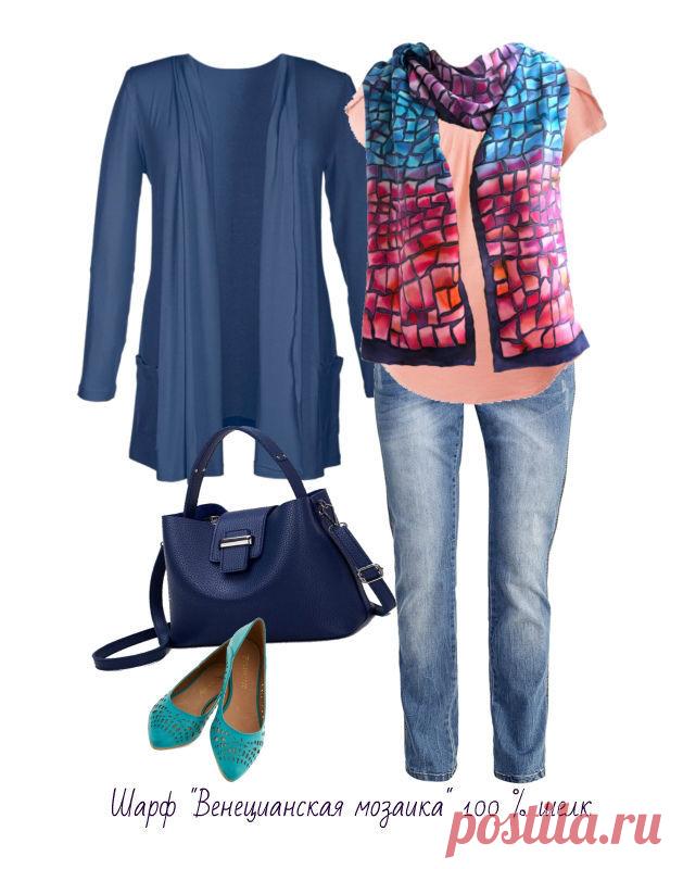 Батик шарф из натурального крепдешина Венецианская мозаика – купить в интернет-магазине на Ярмарке Мастеров с доставкой - BHUDPRU | Архангельск