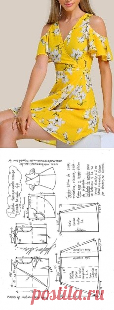 Vestido transpassado ombros vazados | DIY - molde, corte e costura - Marlene Mukai