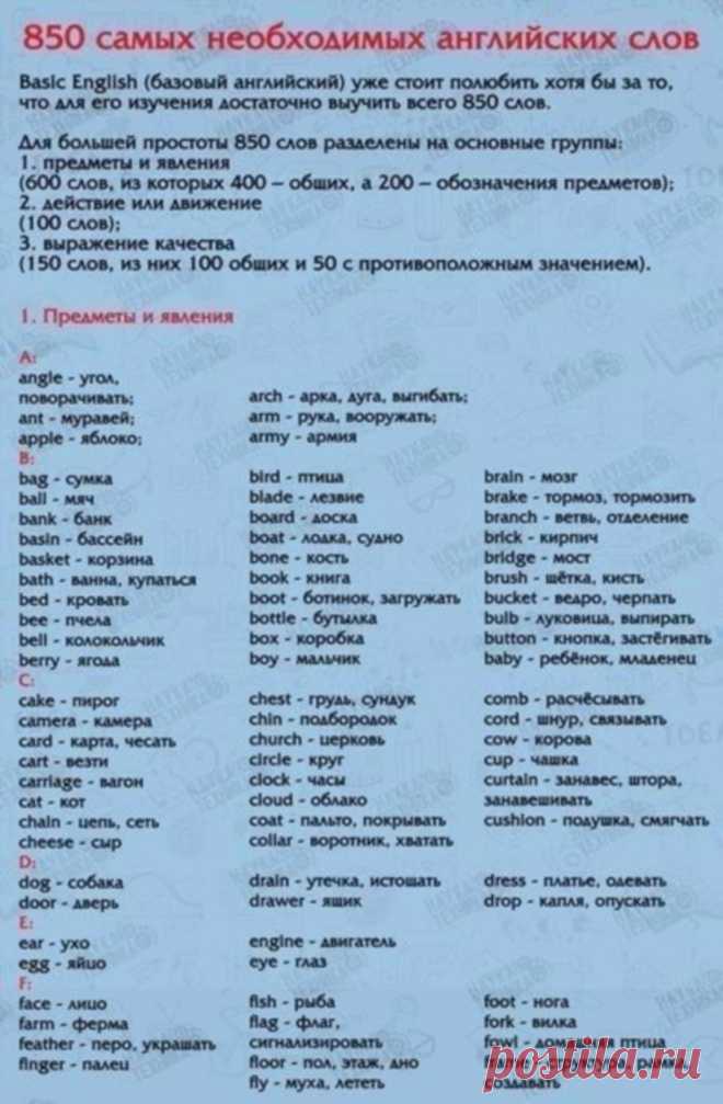 850 слов на английском языке, выучив которые, вы будете свободно говорить!

Забери себе на стену, чтобы не потерять!