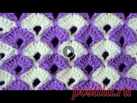 Этот узор из веерочков хорошо смотрится и в исполнении из пряжи одного цвета, но в двухцветном варианте он выглядит интереснее. Для того, чтобы обозна...