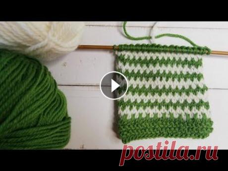 Двухцветный ленивый жаккард. Плотный узор спицами. КРАСИВО, ЛЕГКО и ПРОСТО Привет друзья! В этом видео я буду вязать очень простой и очень красивый двухцветный узор) Все что нужно - это уметь вязать лицевые и изнаночные петли...
