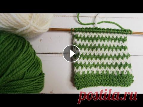 Двухцветный ленивый жаккард. Плотный узор спицами. КРАСИВО, ЛЕГКО и ПРОСТО Привет друзья! В этом видео я буду вязать очень простой и очень красивый двухцветный узор) Все что нужно - это уметь вязать лицевые и изнаночные петли...