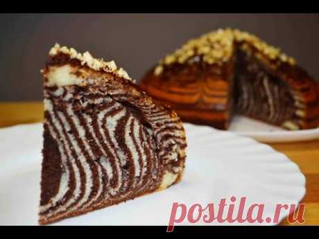 ПИРОГ "ЗЕБРА" или Как Приготовить Пирог (Кекс) Зебра! Cake Zebra - на молоке с растительным маслом