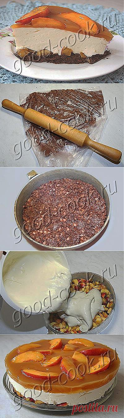 Хорошая кухня - творожный торт-суфле с персиками на вафельной основе. Кулинарная книга рецептов. Салаты, выпечка.