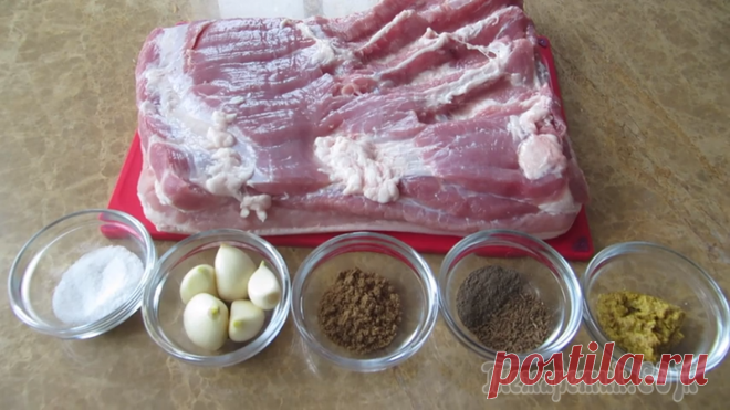 Вкуснейшая грудинка в духовке - вместо колбасы