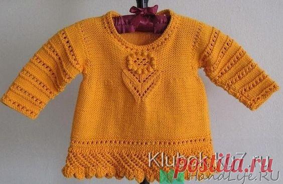 Вам потребуется 300(300:350:350) г пряжи розового цвета Спицы № 3.75 и 4 Возраст: б-12 мес. 1-2 2-3 3-4 г.