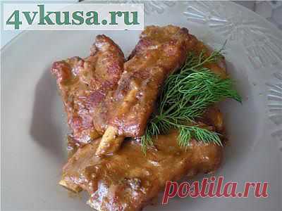 Свиные рёбрышки в медово-горчичном соусе | 4vkusa.ru