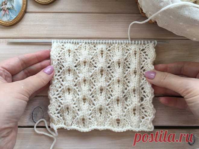 Шикарный ажурный узор спицами поворотными рядами и по кругу | Вязание для всех Людмила Ильиных | Пульс Mail.ru