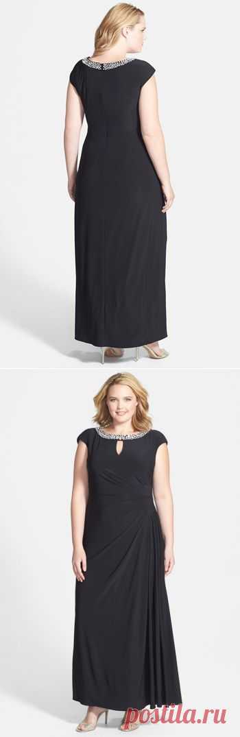Alex Evenings Embellished Neckline Jersey Gown (Plus Size) | Nordstrom