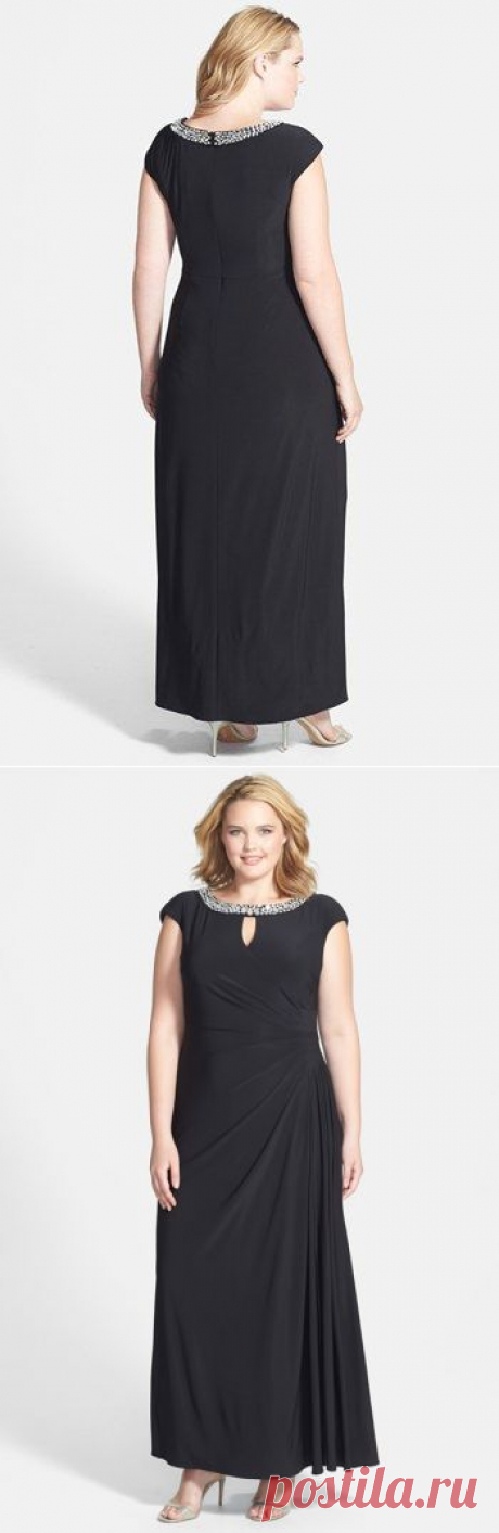 Alex Evenings Embellished Neckline Jersey Gown (Plus Size) | Nordstrom