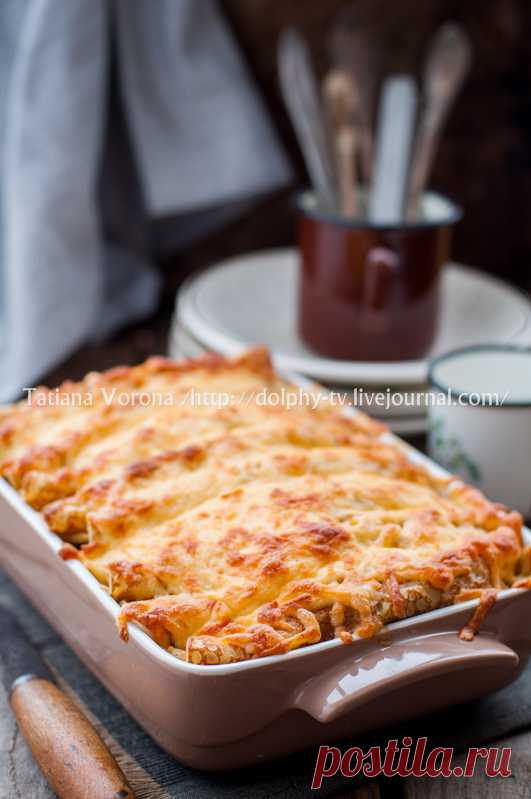 ПИРОГ ИЗ БЛИНОВ С КУРИЦЕЙ И ГРИБАМИ