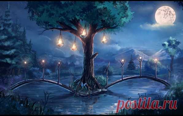 art-noch-luna-ogni-derevo.jpg (596×380)