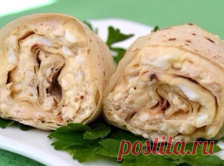 Рулет из лаваша с курицей и плавленым сырком / Bon Appétit | - Проще рецепты не бывают | Сайт для гурманов!