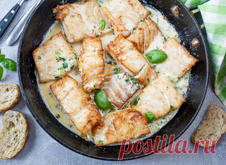 Жареная треска в сливочном соусе с зеленью - вкусные проверенные рецепты, подбор рецептов по продуктам, консультации шеф-повара, пошаговые фото, списки покупок на VkusnyBlog.Com