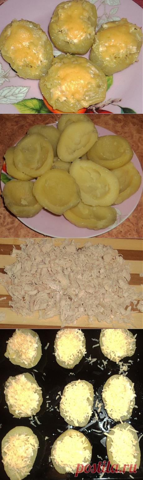 Картофельные лодочки с курицей / Рецепты с фото