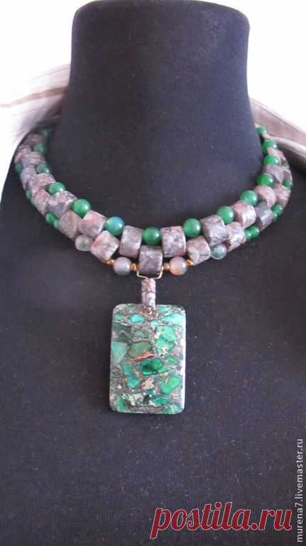 Ожерелье с подвесом"Каменный пояс" - Ожерелье из камней,яшма подвеска