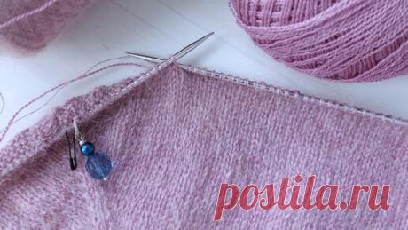 Вязание. Мария Рыбакова | Обработка горловины джемпера. Набор петель для планки.