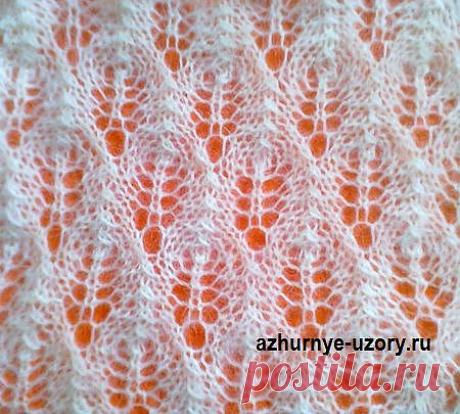 Схема ажурного узора спицами из легкой ангоры №23 | Ажурные Узоры