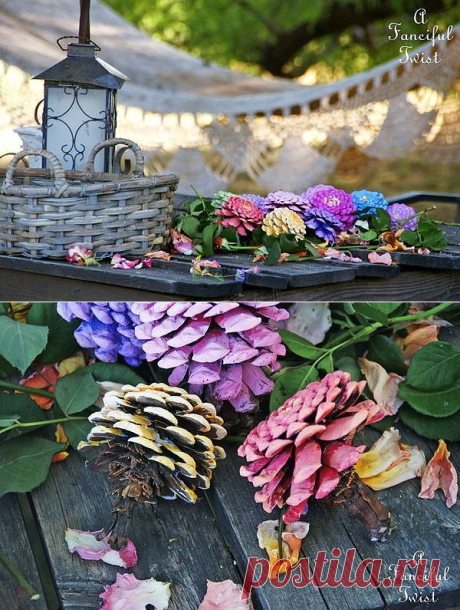 Цветы из шишек. Оригинально