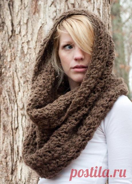 Шарф капюшон спицами