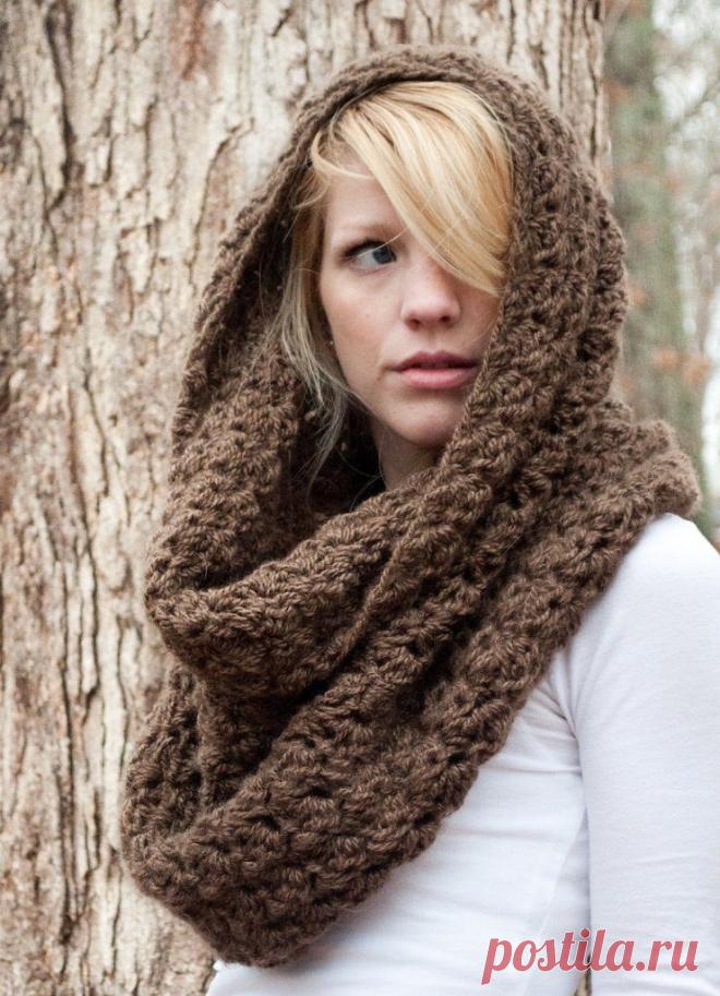 Шарф капюшон спицами