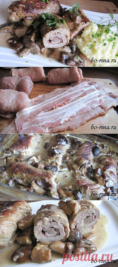 Мясные рулеты в грибном соусе | 4vkusa.ru