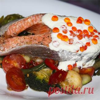 Лосось с икорным соусом , пошаговый рецепт с фото
