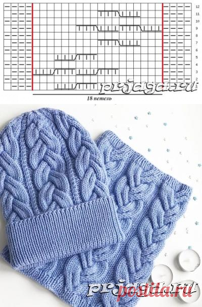 «Сложная коса» спицами